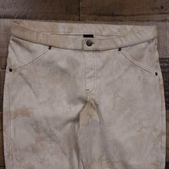 HUE Skinny Jean Jeggings Women’s Medium Cream Tie-Dye Stretch Denim 26.5” Inseam - Picture 2 of 10
